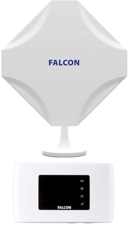 Falcon DIY EVO Mobile 5G med mobil WLAN-router, 150 Mbit/s (4G), höghastighetsmobilt internetsystem, 5G-kompatibel MiMo-fönsterantenn för husvagn, husvagn, skåpbil, buss, båt, bil och
