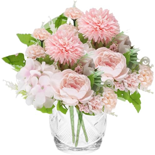 astylishome Decorative Artificial Flowers 14 Bunches Peony Pink Fake Peonies Bouquets for Wedding Party Table Centerpieces Floral Arrangement Home Kitchen Decor 1009