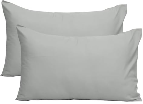 YNKO Pillow Cases 2 Pack – Super Soft Brushed Microfiber Standard Pillowcases with Envelope Closure, Fade, Wrinkle and Stain Resistant Pillow Covers (Grey, 50 x 75 cm)