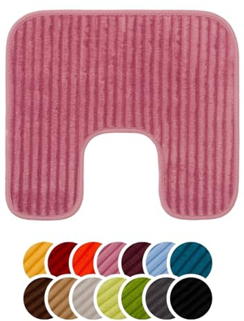 liebling Badteppich mit Anti-Rutsch-Beschichtung aus PVC Noppen & Bügelausschnitt, Cord-Optik, 100% Polyester, Serie Potsdam, 50 x 45 cm, 30 Grad waschbar, Fußbodenheizung geeignet, Farbe: Altrosa
