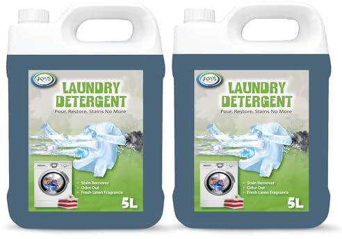 JOVS Laundry Detergent Liquid 2 X 5L - Eco-Friendly & Concentrated Formula with Fresh Linen Fragrance | Gentle on Fabrics | 64 Washes | Natural & Eco Laundry Gel 10 Litre.