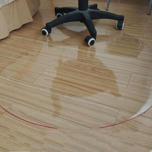 Alfombrilla Protectora para Suelos de PVC,Protector Suelo Transparente,Protector Suelo Silla Ruedas Redonda,Alfombra Protectora de Piso de Madera Dura,Debajo Escritorio (70cm,1.5mm)