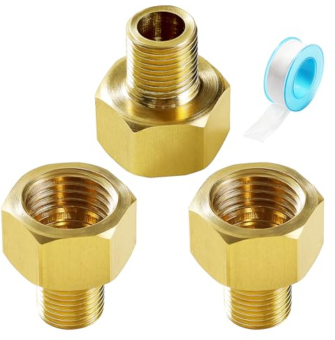 Lyeteung 3 Piezas G1/4 Hembra a G1/8 Macho Rosca Latón Buje, Adaptador Reductor de Buje Hexagonal, Adaptador Reductor Rosca Macho, con Cinta de Plomero, para Conversión de Conexión de Tubería