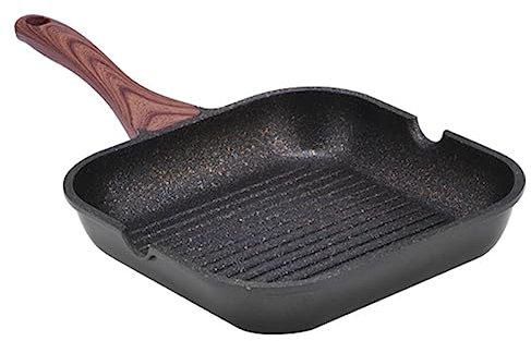 Sessleger Steakpfanne mit Streifen für Kochplatten, Marmorbeschichtung, Antihaftbeschichtung, Steakpfanne für Induktion, aus Aluminium, mit Ausgießer