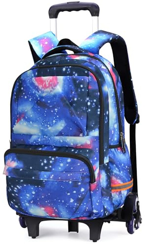 Voici et Voila Rucksack mit Rollen Kinder Trolley Rucksack Schulrucksack Kinder Schultasche Schulranzen mit Rollen Jungen Teens 30x21x46cm