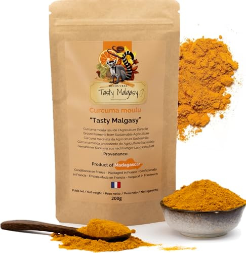 Curcuma en poudre 200g- L'épice essentielle pour la cuisine : épices du monde, épices paella, épice poulet, golden Milk, curcumine en poudre, Racine de curcuma.