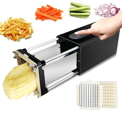 XUXIAO Cortador Eléctrico De Papas Fritas, Cortador Profesional De Papas Fritas Comerciales Y Domésticos, Cortador De Papas Fritas para Papas, Cortador De Vegetales,Black