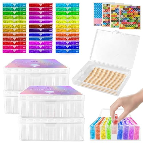 Mlife Patent 2-IN-1 Diamond Painting Aufbewahrung mit Deckel,Diamond Painting Schiffchen Set,Diamond Painting Zubehör für Diamant Painting Bilder Erwachsene,36PCS