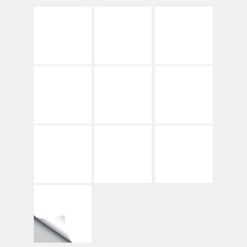 DOTBUY-SHOP Pegatinas Baldosas Cocina, Color Sólido Azulejos Adhesivos Baño 10 Piezas PVC Impermeable Autoadhesivo Paneles Decorativos para Pared para Bricolaje, Decoración (Blanco,20x20cm)