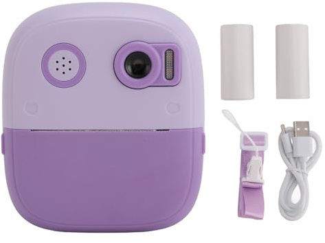 Instant Print Camera för barn 2,4 tum IPS HD -skärm 1080p Dual Lens 8x Digital Zoom Autofocus Instant Camera Toy for Girls Boys Birthday Present (Purpur)