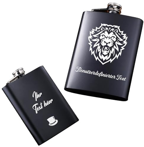 Personalisierter Flachmann mit Gravur, 237 ml, Edelstahl – Individuell graviert mit Fotos und Text – Vatertag, Weihnachten, Hochzeitsgeschenk – für Männer, Trauzeugen (Individuelle Kopie)