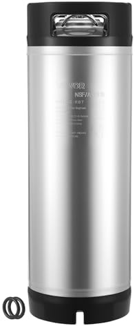 VEVOR Fût Bière Pression 19 L, Soda Keg à Verrouillage à Bille, Fût sous Pression en INOX SUS304 pour Brassage à Froid, avec Doubles Poignées et Fond en Caoutchouc, Équipement de Brassage Maison