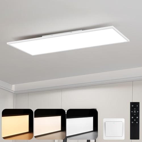 Laittiin LED Panel 80x30 Deckenlampe Lang Rechteckig Deckenleuchte | Flach 39W Deckenpanel Dimmbar mit Fernbedienung Weiß Küchenlampe Tageslichtlampe für Büro Küche Flur Wohnzimmer Schlafzimmer