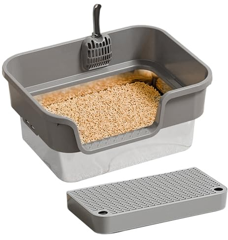 Bac à litière en métal – Anti-fuite pour animaux domestiques | Poêle à chat en métal à haut côté pour petits animaux, coin intérieur, appartement, chambre, balcon, terrasse, jardin