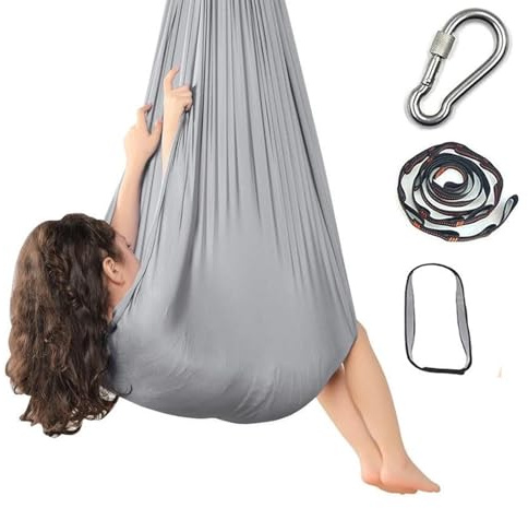 Hängeschaukelstuhl, Taschenhängematte for Kinder und Erwachsene(Silver Grey)