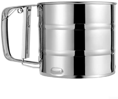 Mehlsieb mit ergonomischem Griff und feinmaschigem Filter, Edelstahl-Backwerkzeug für die Küche (2,5 Tassen)