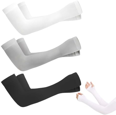 ZENQARI 3 Paia Manicotti Braccia per Uomo e Donna, Manicotti da Sole in Tessuto Fresco, Protezione UV, Ideali per Corsa, Ciclismo, Giardinaggio e Attività All'aperto