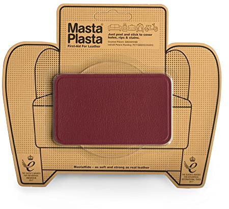 Leder Reparatur Set selbstklebend für Sofa, Autositz – Rot 10×6cm | All‑in‑One‑Leder‑Reparaturflicken von MastaPlasta – Polsterqualität, starker deutscher Kleber; keine Werkzeuge nötig