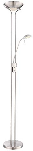 LED Deckenfluter 1-flammig Leonas Farbe: Nickel matt, Leuchtmittel: 1 x LED 16 W 18 V + 1 x LED 4,5 W 9 V