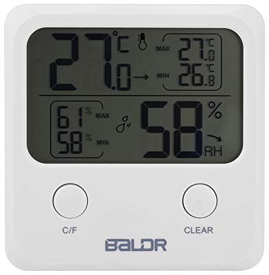 BALDR Digitales Hygrometer - Temperatur und Feuchtigkeitsmesser - Weiß - - Hygrometer