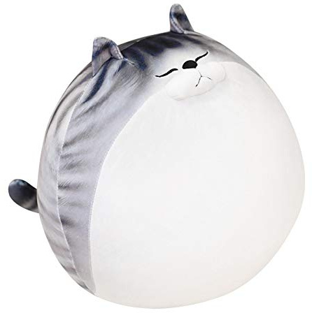 LICHENGTAI Niedliche Mollige Katzen Plüschtiere Kuscheltier Soft Sleeping Pillow Blob und gestreifte Haustiere Kuschelkissen Cartoon Kissen Geschenke für Kinder Erwachsene, 50cm