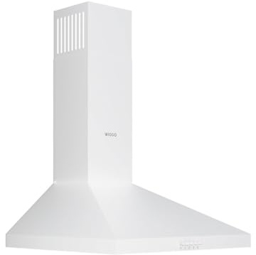 Wiggo Dunstabzugshaube 60cm I Wandhaube für Abluft oder Umluft Dunstabzug 300m³/h mit LED-Beleuchtung & 3 Leistungsstufen I Wandhaube inkl. Fettfilter & 2x Kohlefilter I Abzugshaube Weiß