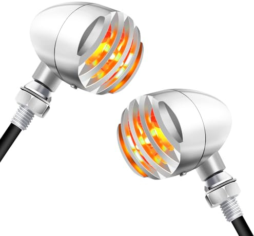 NTHREEAUTO Universal Motorcycle Blinkers Bullet LED Turn Signals Indicator Front Compatible with Harley Dyna, Honda Shadow, Kawasaki Vulcan, Yahama, Bobber, Suzuki 12V Motorbikes
