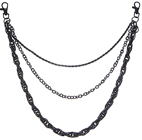 Xihuimay Gothic punk rock - Cadena de vaqueros con múltiples capas para monedero, pantalones, falda, llavero para llavero, cinturón, bolso de mano, para hombre y mujer, negro, metal