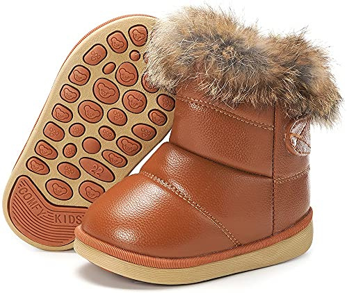 Gaatpot Bottes Enfants Bottines de Neige Chaude d'Hiver | Boots Fourrée Bébé Fille Garçon, Chaussures PU Imperméable, C onfortables Doublé Souple
