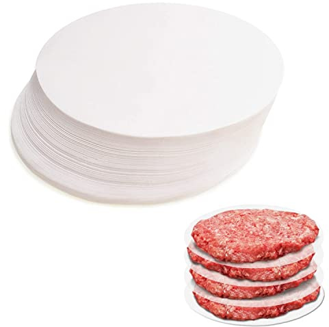 Burgerpapier Rund Pergament Paper, Skoye Antihaftpapier Zuschnitte für perfekte Hamburger, Cheeseburger, Patties - Wachspapier Antihaftpapier Backpapier Grillzubehör, Durchmesser 11 cm, 500 Pieces