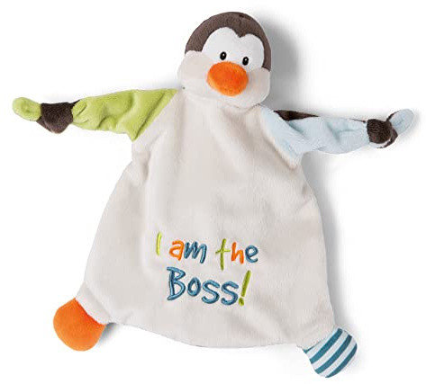 NICI Schmusetuch Pinguin I am the Boss! 25x25 cm – Schnuffeltuch ab 0+ Monaten – Kuscheltuch für Babys & Kleinkinder – Baby Kuscheltier/Schnuffeltuch – Schmusetuch für Mädchen & Jungen