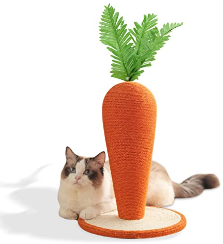 Katzen-Karotten-Kratzbaum, Retten Sie die Möbel Katzen-Kratzbaum, 100% brandneue simulierte grüne Blätter, Natürliches Sisal-Haustierspielzeug