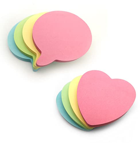 Post-it Haftnotizen Herz & Sprechblasen | Pastell | 76x76mm | 8er Pack | Starke Klebe-Notizblöcke | To-Do-Liste | 8er Pack | 100 Blatt je Block | für Zuhause, Büro und Schule