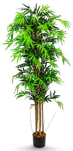Decovego Künstlicher Bambus, Kunstpflanze, 180 cm, Tropische Deko für Wohn- & Büroräume, Allergikerfreundlich & Pflegeleicht