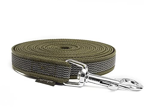 Mystique® Gummierte Schleppleine 20mm mit Handschlaufe Standard Karabiner Khaki 5m