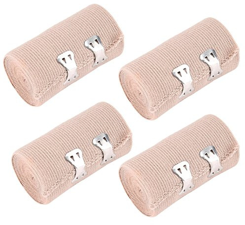 4pcs Bandages éLastiques Bandages MéDicaux éLastiques Enveloppent Le Rouleau de Compression avec des Clips MéTalliques SuppléMentaires Fournitures de Sport