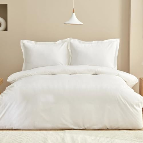 KARACA Home Uniq - Satin Bettwäsche 155x220 Baumwolle 100% für Einzelbett, 3 teilig mit Bettbezug 160x220 & Bettlaken 180x240 cm & Kissenbezug 50x70, Hochwertige Bettwäsche Sets - Weiß