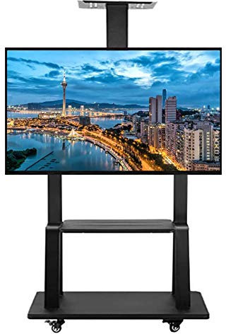 Carro de TV móvil con estante/bandeja para computadora portátil, pantalla Soporte de TV rodante con ruedas Se adapta a la mayoría de los televisores Lcd de 32 a 65 LED, altura ajustable beautiful