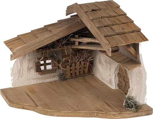 FADEDA Stall Brauneck/Höhe:30 cm/handbemalt/detailgetreue Krippen Figuren - Weihnachten Tisch Dekoration Krippe Zubehör