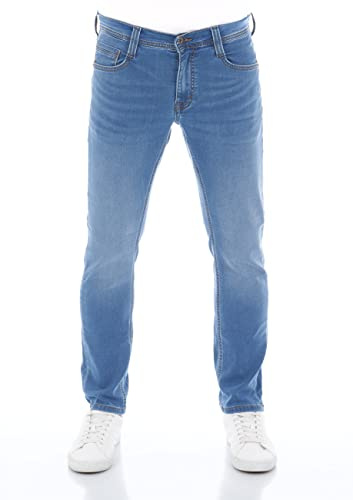 MUSTANG Jeans Herren Stretch lang Real X Oregon Tapered K Stretchhose Jeanshose Sweathose Denim Baumwolle, Länge:34L, Farbe:Medium Blue Denim (312), Weite:33W