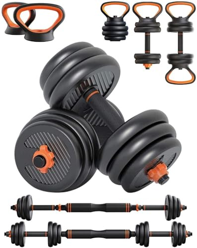 Strongway® Adjustable 6 in 1 Dumbbell Barbell Kettlebell Set - 20KG 30KG 40KG SETS - Weight Lifting Workout for Home Gym Fitness Strength Training