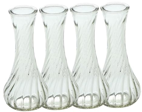 Cabilock 4 Stück Transparente Glasvasen für Blumengestecke Praktische und Einfache Dekorative Vasen im Modernen Klassischen Stil für Wohnzimmer und Schreibtisch