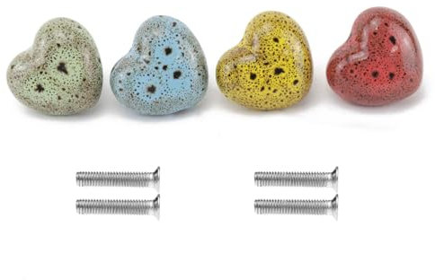 TentHome Möbelknöpfe Keramik Set Schrankknöpfe Porzellan Herz Schubladenknöpfe Knöpfe Kinder Keramikknöpfe Möbelknauf mit Antik Shabby Knauf für Kindermöbel Kommode Schrank Schublade, 4St. (Bunt)