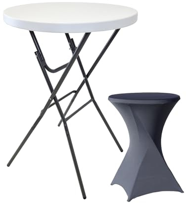 TRUTZHOLM Stehtisch ca. Ø 80 cm wahlweise mit Husse Bistrotisch Partytisch Klapptisch Biertisch + Decke (Stehtisch inkl. Husse anthrazit)