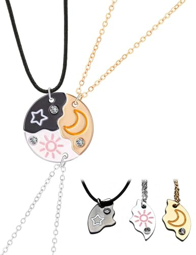 IPNSDON Confezione da 3 - Bellissima collana con ciondolo a forma di sole, regalo di amicizia, collana per migliore amico, bomboniera per migliore amico, laurea