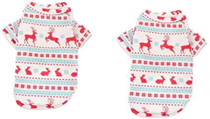 Supvox 2stücke Weihnachtskostüm Für Hunde Lustiges Elch-Muster Atmungsaktive Und Bequeme Kleidung Für Kleine Haustiere Für Weihnachtsfeiern Und Festliche Anlässe