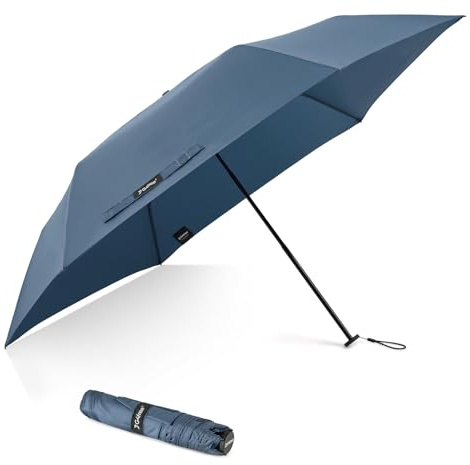 G4Free Travel Umbrella Compact Ultralight Carbon Fiber Super Slim Small Mini UV Sun Umbrellas - Weighs Only 4 oz (Navy Blue)