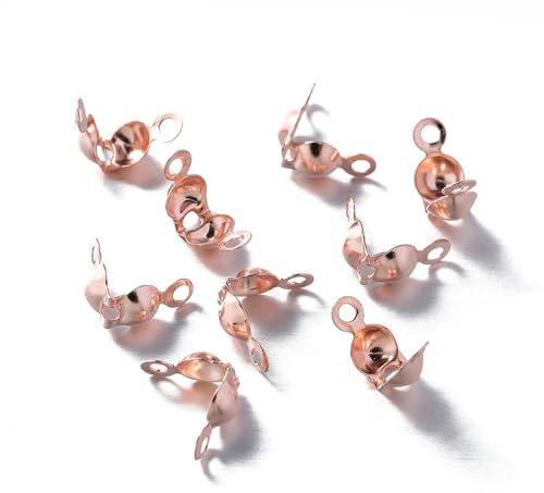 100–200 Stück Verbinder-Verschlussbeschlag 4 x 7 mm Kugelkette Kalotte Endcrimps Perlenverbinder-Komponenten für die DIY-Schmuckherstellung Zubehör-Roségold-200 Stück