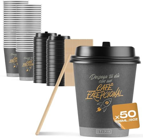 TheClass Lot de 50 gobelets en papier jetables anti-fuite, résistants, écologiques et recyclables – Idéal pour café, thé et boissons chaudes.