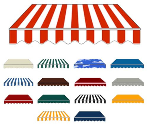 Sonnenmarkise Gelenkmarkise Wasserdicht Sonnenschutz Balkonmarkise: mit Dicker Rahmen Manuell Ausfahrbare Markise Praktisch und Rostfrei UV Schutz (rot weiß, 3 * 2.5M)